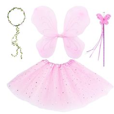 PRICES MAY VARY. This fairy wings costume tutu set inclued star sequin tutu skirt ,wreath headband garland ,butterfly wings and sturdy wand,pefect for Birhthday birthday gifts Pink fairy wings 15*14inch, nylon thicker good material ,3layer tutu 11.5 length ,puffy and well made,stretchy and comfortable,fit for 3-8years Great for fairy princess dress up play, birthday party costume ,birthday party accessories and fairytale theme parties, outdoor festival, photo props,school play for kids, hallowee Girls Butterfly Costume, Pinkalicious Birthday Party, Pink Fairy Wings, Fairy Wings Costume, Party Wings, Fairy Princess Dress, Tinkerbell Costume, Tinker Bell Costume, Birthday Party Accessories