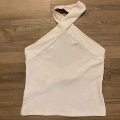 Off-White, Ribbed Halter Top. Nwt Chic White Stretch Halter Top, Trendy White Stretch Halter Top, Fitted White Halter Top For Spring, Ribbed Halter Top, Anthropologie Top, Halter Top, Anthropologie, Color White, Womens Tops