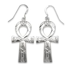 Sterling Silver Ankh Cross Earrings – Symbol of Life & Eternal Style Gold Ring Indian, Acorn Jewelry, The Ankh, Ankh Symbol, Key Of Life, Gold Initial Ring, Egyptian Ankh, Symbol Of Life, Iconic Symbols