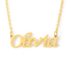 Office Necklace, Olivia Gold, Crown Necklace, Gold Name Necklace, Custom Name Necklace, Necklace Personalized, Box Bag, Christmas Gifts For Her, Gold Plated Chains