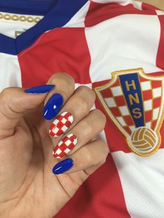 Croatia Nails Ideas, Croatia Nails, Race Nails, Racing Nails, Croatia Pictures, Croatian Flag, Indian Nails, Acrylic Nails Almond Shape, Fan Nails