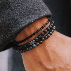 Green Living Bracelet | Lucleon | 365 day return policy Wallpaper Kristen, Masculine Jewelry, Inexpensive Jewelry, Leather Cord Bracelets, Wrist Jewelry, Titanium Bracelet, Lava Rock, Cord Bracelets