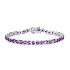 MATERIALS: Made with white gold plated high polished 925 sterling silver and created purple amethyst stones. Made to last a lifetime, strong and durable! All the metals we use are lead free, nickel free and hypoallergenic. BIRTHDAY BRACELET: Known as calming and healing stones, this stunning thick tennis-style bracelet brings you strength and power everyday. MEASUREMENTS: This Amethyst Tennis Bracelet width: 4mm. Chain length: 7.7"/19.5cm. Total weight: 16g. PERFECT GIFT: Perfect dainty fine del Prom Birthday, Birthday Bracelet, Amethyst Stones, Birthstone Bracelet, Couple Jewelry, Birthstone Bracelets, Amethyst Bracelet, February Birthstone, Bracelet Sterling Silver