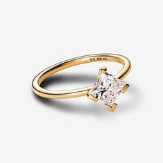 Pandora Nova Lab-grown Diamond Ring 1.00 carat tw 14k Gold Princess Cut Gold, 14k Gold Ring, Ring Size Guide