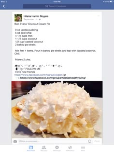 a facebook post with an image of food on it