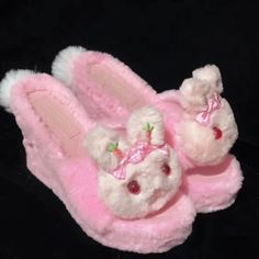 ♡ Pink Bunny ♡ - Handmade Platform Shoes – Heart of Doll Pink Kawaii Closed Toe Heels, Pink Kawaii Heels, Kawaii Synthetic Slippers With Round Toe, Kawaii Platform Heels With Round Toe, Cute Synthetic Slippers For Spring, Cute Closed Toe Slippers For Spring, Cute Round Toe Slippers For Spring, Cute Synthetic Slippers With Round Toe, Cute Closed Toe Synthetic Slippers