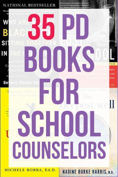 the cover of 35 pd books for school counselors