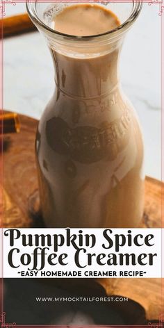 pumpkin spice coffee creamer recipe in a glass jar