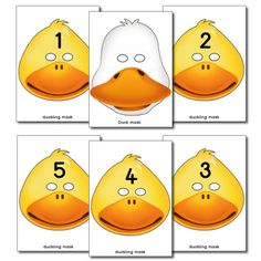 four pictures of ducks with numbers on them