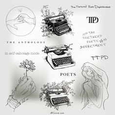 an old fashioned typewriter surrounded by hand drawn images and text that reads tips for writing