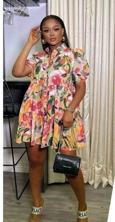 Shirt Gown Styles For Ladies, Crepe Short Gown Styles, Candy Pie, Unique Ankara Styles, Curvy Casual Outfits, Cute Maternity Dresses