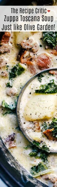 the recipe for zuppa toscana soup just like olive garden is shown