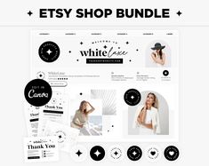 the etsy shop bundle is displayed in black and white, with an image of a woman