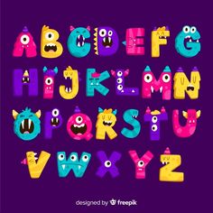 an alphabet with monsters and letters