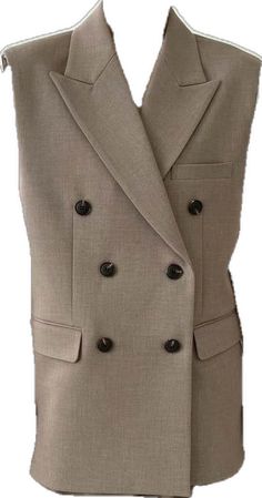 Tailored Vest, Mocha, Double Breasted, Collage, Wool, Pins