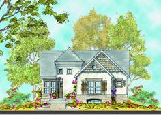 this is an artist's rendering of the front elevation of these house plans for homes