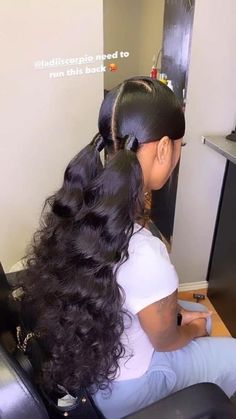 2 Ponytails, Weave Ponytail Hairstyles, Sleek Ponytail Hairstyles, Birthday Hairstyles, Black Ponytail Hairstyles, School Hair, Quick Weave Hairstyles, Braids Hairstyles Pictures, Sew Ins