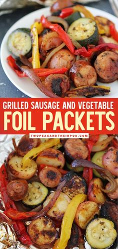 grilled sausage and vegetable foil packets are the perfect side dish for summer bbqs