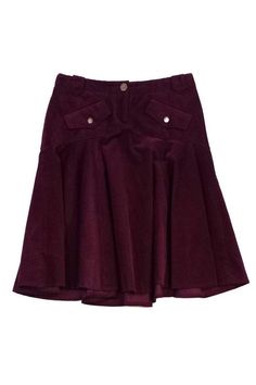 Current Boutique-Diane von Furstenberg - Merlot Corduroy Flare Skirt Sz 2 Button Top, Red Skirts, Merlot, Von Furstenberg, Flare Skirt, Diane Von, Diane Von Furstenberg, Short Dresses, Size 2