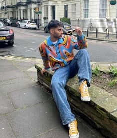 Unique Men Style, Colourful Guy Outfits, Mens Clothing Styles Colorful, Loud Outfits Men, Eccentric Men’s Fashion, Colorful Mens Outfits Aesthetic, Colorful Fits Men, Quirky Outfits Men, Men’s Maximalism