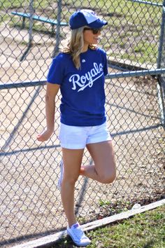 What to Wear to a Baseball Game | KANSAS CITY ROYALS Kansas City Outfits, Kansas City Royals Outfit Woman, Kc Royals Outfit Woman, Kansas City Royals Jersey, Kansas Sweatshirt, Kc Royals Baseball, Boys Uniforms, Gameday Dress, Royal Clothing