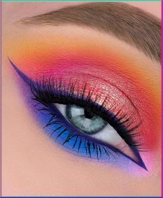 eye makeup😍 80s Eye Makeup, Rainbow Eye Makeup, Yellow Eye Makeup, Smokey Eye Makeup Look