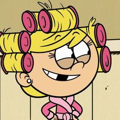 a cartoon girl with some hair on her head