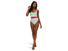 Beach Riot Emmy Bottoms - Women's Swimwear : Pastel Macaron Color-Block : The Beach Riot Emmy Bottoms are perfect for your stylish beachwear look. This pair comes with a minimal style. High-waisted construction. Moderate coverage. Elasticized waistband. Pull-on closure. 82% polyester, 18% spandex. Hand wash, lay flat to dry. Imported. If you're not fully satisfied with your purchase, you are welcome to return any unworn and unwashed items with tags intact and original packaging included. Casual High Waist Swimwear For Beach, Trendy High-waist Summer Swimwear, Trendy High-waist Swimwear For Summer, Trendy High Waist Swimwear For Summer, Trendy High Rise Beach Swimwear, Chic Summer Swimming Bottoms, Trendy High Waist Beach Bottoms, Trendy High-waist Bottoms For Beach Season, Spring High Waist Beach Swimwear