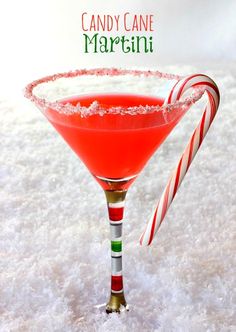 the candy cane martini is ready to be served for christmas dinner or any holiday celebration