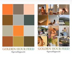 an advertisement for golden hour hour feed with images of people in different colors and sizes