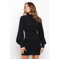 This sweater dress is the perfect blend of sass and sophistication. Featuring an above-the-knee length with a high neckline, long sleeves and ribbed hem, it's chic and warm all at once! The soft knit feel ensures that you stay cozy without compromising on style. Petal And Pup, Short Loungewear, Exclusive Clothing, Dresses By Length, Winter Dresses, High Neckline, Casual Tops, The Knee, Knit Top