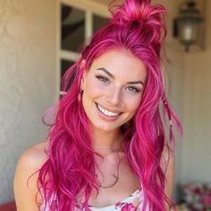 magnific Qeiq8IZ9DHZZHfpOQ04S Vivid Fuchsia Hair Color Ponytail Vivid Pink Hair, Pink Hair 2024, Fuchsia Hair Color, Two Tone Pink Hair, Deep Pink Hair, Bright Pink Hair Color, Pink Hair Outfit, Barbie Pink Hair, Pink Hair Inspiration