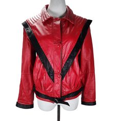 80s Jacket, Cpr, The 80's, Black Trim, Vintage Jacket, D Ring, True Vintage, Raglan Sleeve, Red Leather