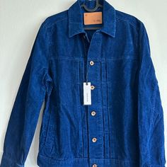 Taylor Stitch Blue Denim Corduroy Material Brand New Size: 36 Xs Blue Corduroy Jacket, Stitch Blue, Taylor Stitch, Corduroy Material, Lined Denim Jacket, Blue Corduroy, Wool Shirt, Corduroy Jacket, Button Shirt