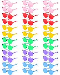 PRICES MAY VARY. 6 Colors for Choosing: you can get 36 pairs of colorful sunglasses in 6 colors, namely red, misty blue, pink, green, purple, orange, each color has 6 pairs, abundant to use and replace; You can choose a suitable color according to your mood Lightweight and Easy to Wear: the tinted sunglasses are ideal for adults, teens and kids to wear, the frame is about 2.28 inches/ 5.8 cm in height, 5.59 inches/ 14.2 cm in width, the lens is about 2.12 inches/ 5.4 cm in width, the bridge of n Cheap Glasses Chains With Colorful Round Beads, Sunglasses Party, Colorful Sunglasses, Retro Eyeglasses, Outdoor Sunglasses, Colored Glasses, Sunglasses Round, Party Sunglasses, Homeschool Learning