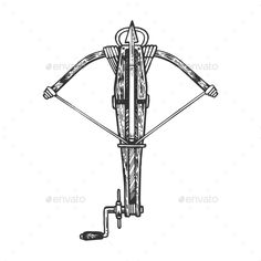 a drawing of a bow and arrow on a white background - miscellaneous objects / objects illustrations