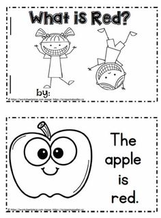 the apple is red and what is red? worksheet with pictures on it