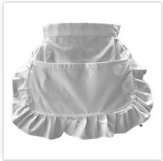 a white apron with ruffles on it