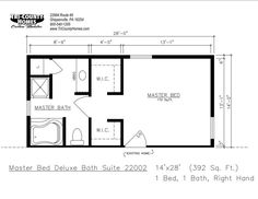 a floor plan for a bedroom and bathroom