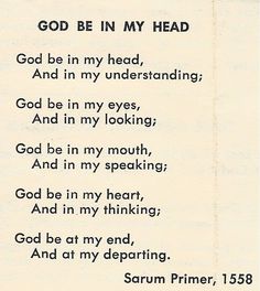 a poem written in black and white with the words god be in my head