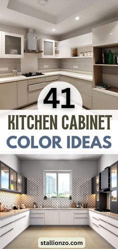 Discover 41 inspiring kitchen cabinet colors to revamp your home! Whether you prefer bold statements or subtle shades, find your inspiration here. Click the image to know more. Follow us for more ideas and inspiration. #KitchenDecor #HomeRenovation #InteriorDesignIdeas Different Color Cabinets In Kitchen, Light Gray Countertops, Cabinet Color Ideas, Kitchen Cabinets Color Combination, Kitchen Cabinet Color, Vibrant Kitchen, Inviting Kitchen, Kitchen Cabinet Color Ideas, Painted Kitchen Cabinets Colors