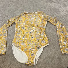 Yellow Flower, One Piece, Longsleeve, Zip Up Kids Swimsuit, Never Worn Kids Swimsuit, Cut Out One Piece, Long Sleeve Swimsuit, Floral Swimsuit, People Shopping, Leather Mary Janes, Kids Swimming, Yellow Flower, Black Swimsuit