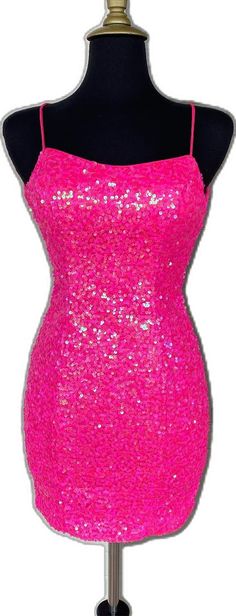 Hot Pink Sequin Straps Bodycon Mini Homecoming Dress Mini Homecoming Dress, Mini Homecoming Dresses, Pink Sequin, Homecoming Dress, Bodycon Mini Dress, Bra Sizes, Homecoming Dresses, Homecoming, Spaghetti Strap