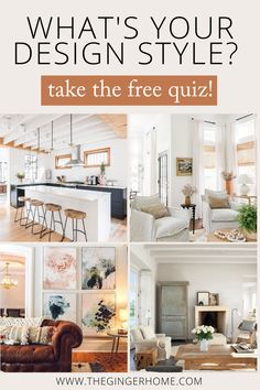 a collage of photos with the words, what's your design style? take the free quiz