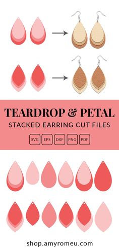 tear drop and petal shaped earrings cut files