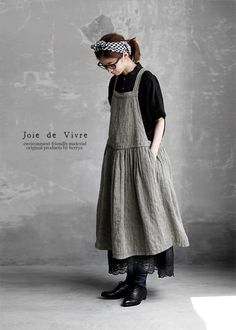 An Apron, Ladies Clothes, Mori Girl, French Linen, Dress Purchase, 가을 패션, Clothes Ideas, Mode Inspiration