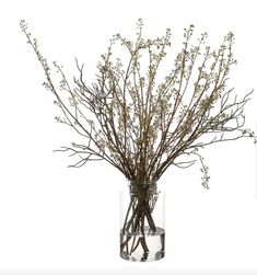 a vase filled with lots of branches on top of a table