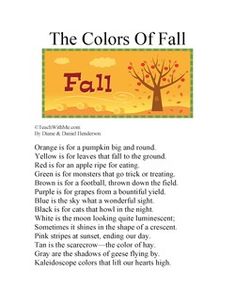 the colors of fall is shown in this book