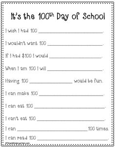 it's the 100th day of school printable worksheet for kids and adults