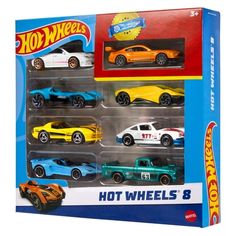 the hot wheels set includes eight cars and one car in its package, including four different colors